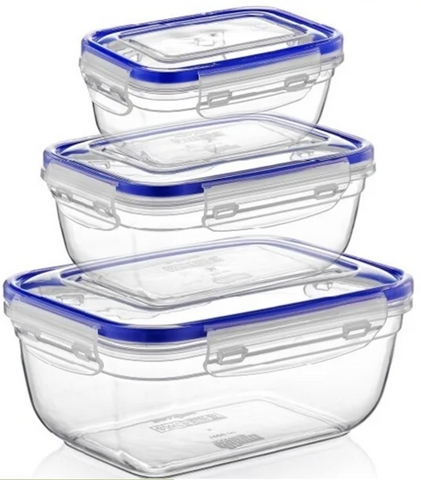 Plastic Seal Rectangle Container Set Of 3 (1.4 LT+2.3 LT+4 LT) 12/cs. Plastic Seal Rectangle Container Set Of 3 (1.4 LT+2.3 LT+4 LT) 12/cs.