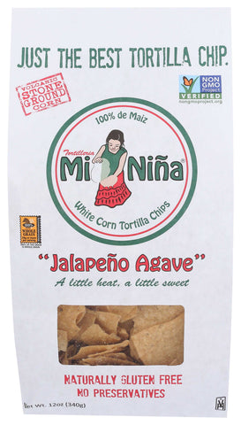 Mi Nina White Corn Tortilla Chips - Jalapeno Agave 12 Oz, 9/cs  EXP: 11/2026