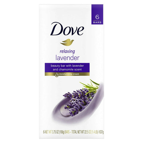 Dove Bar Soap -Relaxing Lavender & Chamomile 6 Pk, 3.75 Oz, 12/cs.