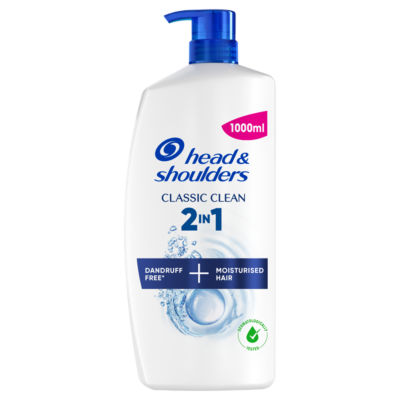 H & S Shampoo w/Pump -2 IN 1 Classic Clean 1000 Ml, 4/cs.
