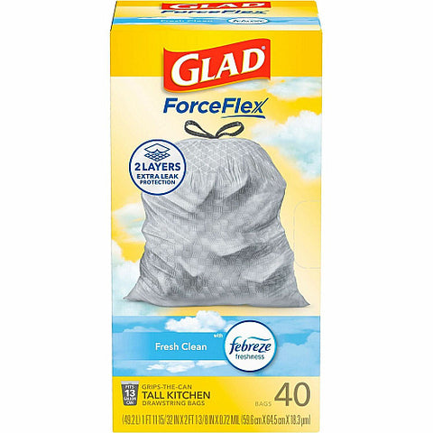 Glad Trash Bags -Fresh Linen 13 Gallon 40 CT, 6/cs