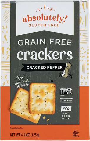 Absolutely Gluten Free Crackers -Cracked Pepper 4.4 Oz, 12/cs. EXP: 7/10/2026