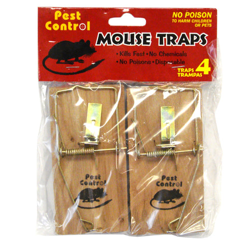 Pest Control Wooden Mouse Trap 4 PK, 48/cs.