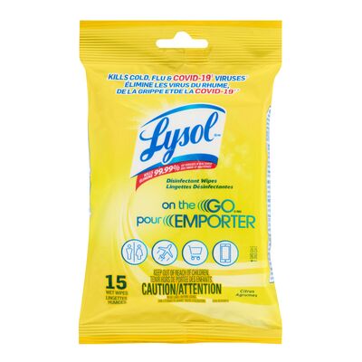 Lysol To Go Wipes Lemon Lime Blossom 15 Ct, 24/cs.