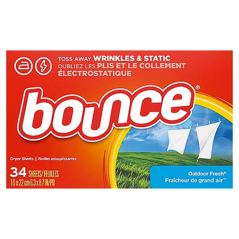 Bounce Dryer Sheet -Outdoor Fresh 34 CT, 12/cs.