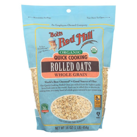 Bob's Red Mill Organic Quick Cooking Rolled Oats 16 Oz, 4/cs EXP: 8/19/2027