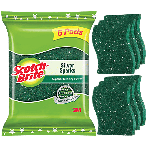 Scotch Brite Silver Sparks Scrub Pad 6 Pack, 72/cs