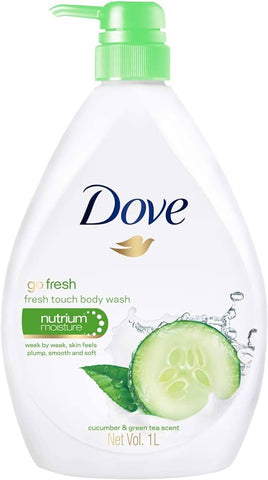 Dove Body Wash w/Pump Fresh Cucumber & Green Tea  33.8 Oz, 12/cs.