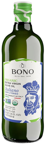 Bono Organic Unfiltered Italian Extra Virgin Olive Oil 33.8 Oz, 6/cs.  EXP: 10/15/2027