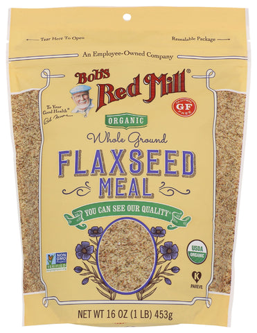 Bob's Red Mill Organic Whole Ground Flaxseed Meal 16 Oz, 4/cs