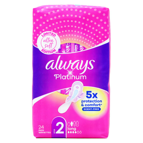 Always Women Pads -Platinum Ultra Thin Long 24 Ct, 4/cs