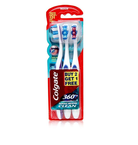 Colgate Toothbrush 360 Whole Mouth 3 Pk 36/cs.