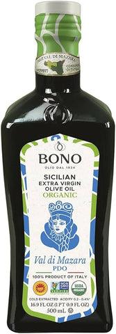 Bono Organic Val Di Mazara Sicilian PDO Extra Virgin Olive Oil 16.9 Oz, 6/cs.  EXP: 3/30/2028