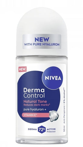 Nivea Roll-On Women -Derma Control Natural Tone 50 Ml, 12/cs.