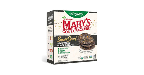 Marys Gone Crackers Organic  -Super Seed Black Sesame & Seaweed 5.5 Oz, 6/cs