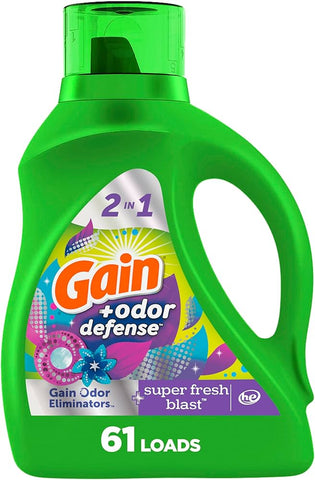 Gain Laundry Detergent -Super Fresh Blast 88 Oz (2.6 L), 4/cs.