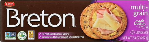 Dare Breton Multigrain Crackers 7.30 Oz, 12/cs.  EXP: 9/21/2026