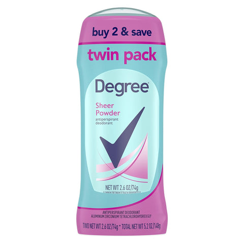 Degree Deo Stick Women -Sheer Powder Twin Pack 2.6 Oz, 12/cs.