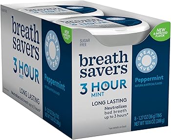 Breath Savers Peppermint Sugar Free Breath Mints Tin 1.27 Oz, 8/cs.EXP:08/27