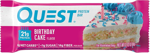 Quest Protein Bar -Birthday Cake 2.12 Oz (60 G), 12/cs. EXP: 04/12/2027
