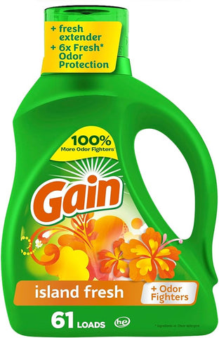 Gain Laundry Detergent -Island Fresh  88 Oz (2.6 L), 4/cs.