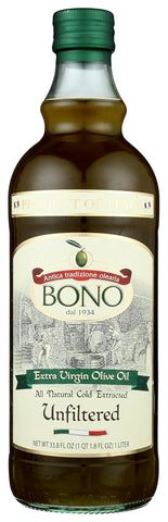 Bono Unfiltered First Cold Pressed Extra Virgin Olive Oil 33.8 Oz, 6/cs.  EXP: 05/16/2027