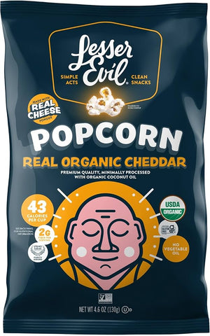 Lesser Evil Popcorn -Organic Cheddar 4.6 Oz, 12/cs. EXP: 10/9/2026