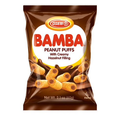 Osem Bamba Peanut Puffs With Creamy Hazelnut Filling 2.1 Oz, 20/cs  EXP: 2/18/2027