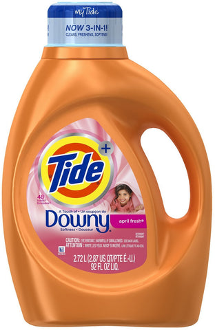 Tide Liquid Detergent -Downy w/April Fresh 92 Oz, 4/cs.