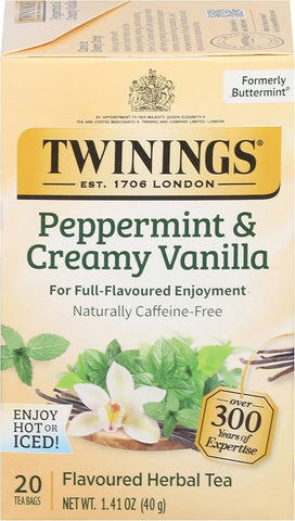 Twinings Tea -Peppermint & Creamy Vanilla 20 Ct, 6/cs. EXP: 4/30/2028