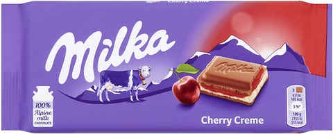 Milka Chocolate -Cherry Cream 100 Gm, 22/cs. EXP: 10/23/2026