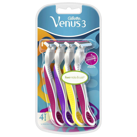 Gillette Venus 3 Disposable Razor  4 Ct, 4/cs.