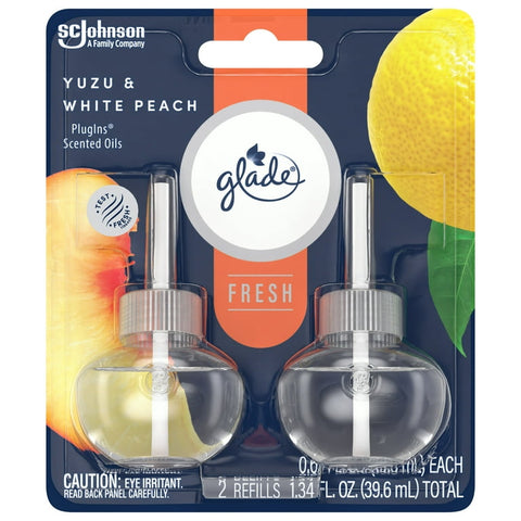 Glade Scented Oil Refill -Yuzu & White Peach 2 Pk,  20 Ml (0.68 Oz), 6/cs.