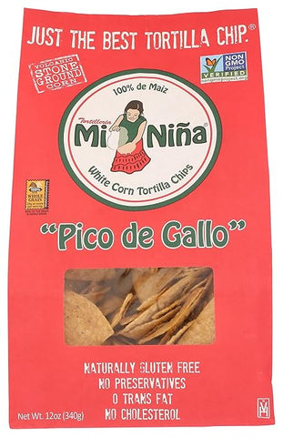 Mi Nina White Corn Tortilla Chips -Pico De Gallo Tortilla Chips 12 Oz, 9/cs  EXP: 11/2026