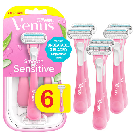 Gillette Disposable Razor  Venus Sensitive  6 Ct, 6/cs.
