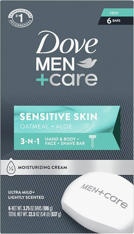Dove Bar Soap -Men Sensitive Skin  6 Pk, 3.75 Oz, 12/cs.