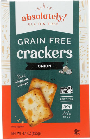 Absolutely Gluten Free Crackers -Toasted Onion 4.4 Oz, 12/cs. EXP:  7/9/2026