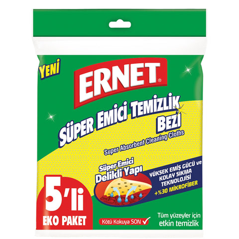 Ernet Super Absorbent Cleaning Cloths 5 CT, 24/cs.****504-E****