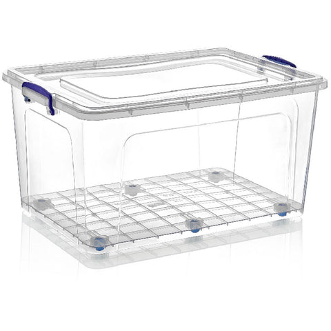Plastic Deep Clear Box w/Wheels 80 LT, 6/cs.