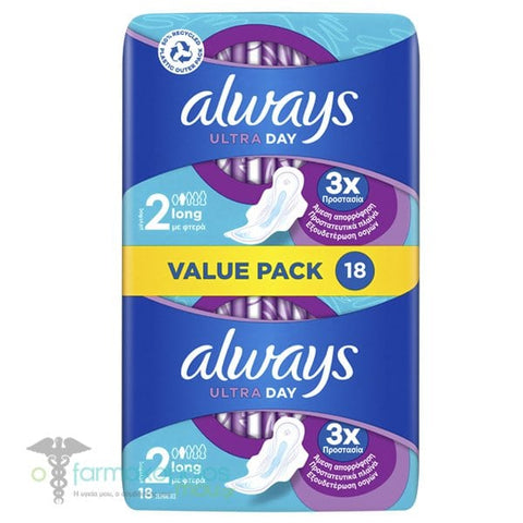 Always Ultra Day Long With Wings 18 CT, 10/cs