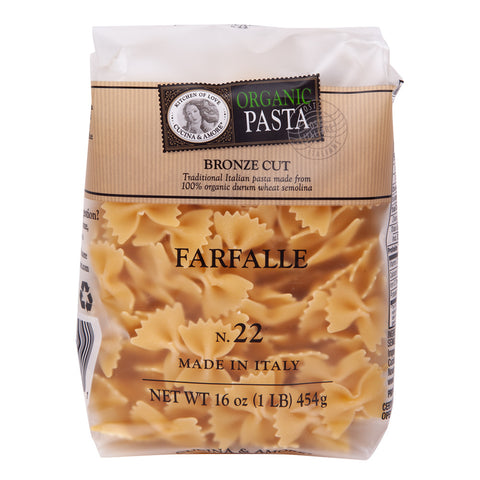 Cucina & Amore Organic Pasta -Farfalle 16 Oz, 12/cs.  EXP: 12/28/2028