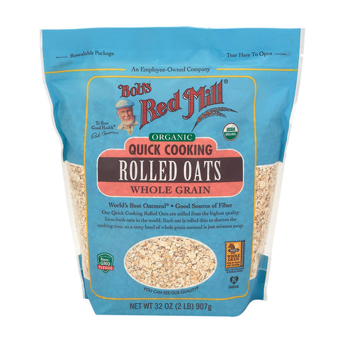 Bob's Red Mill Organic Quick Cooking Rolled Oats 32 Oz, 4/cs EXP: 04/06/2028