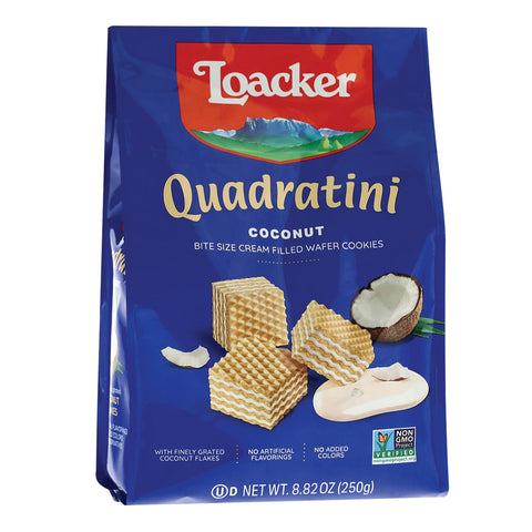 Loacker Quadratini Coconut 250 G (8.82 Oz), 6/cs.