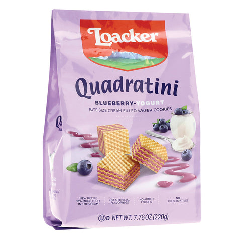 Loacker Quadratini Blueberry-Yogurt 220 G (7.76 Oz), 6/cs.