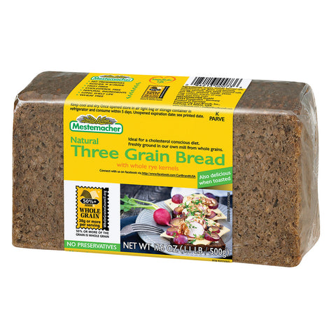 Mestmacher Three Grain Bread Bread 17.6 Oz, 12/cs. EXP:6/6/2027