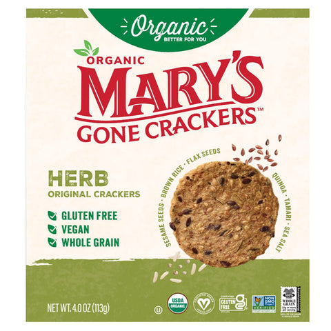 Marys Gone Crackers Organic  -Herb 4 Oz, 6/cs EXP:08/21/2026