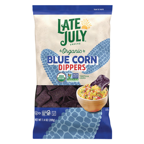 Late July Original Tortilla Chips Dippers Blue Corn Oud, 7.4 Oz, 9/cs EXP: 8/15/2026