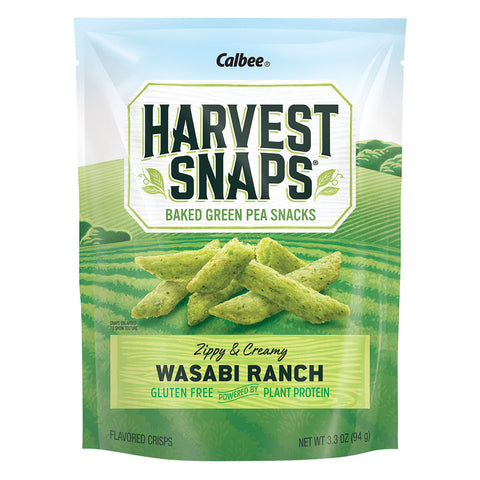 Calbee Harvest Snaps Wasabi Ranch Snapea Crisps 3.3 Oz, 12/cs.  EXP: