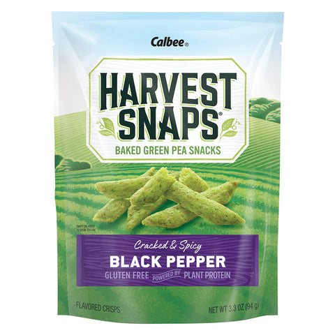 Calbee Harvest Snaps Black Pepper Snapea Crisps 3.3 Oz, 12/cs.  EXP: 07/04/2026