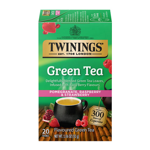 Twinings Tea -Green Tea Pomegranate & Raspberry & Strawberry  20 Ct, 6/cs. EXP: 03/11/2028